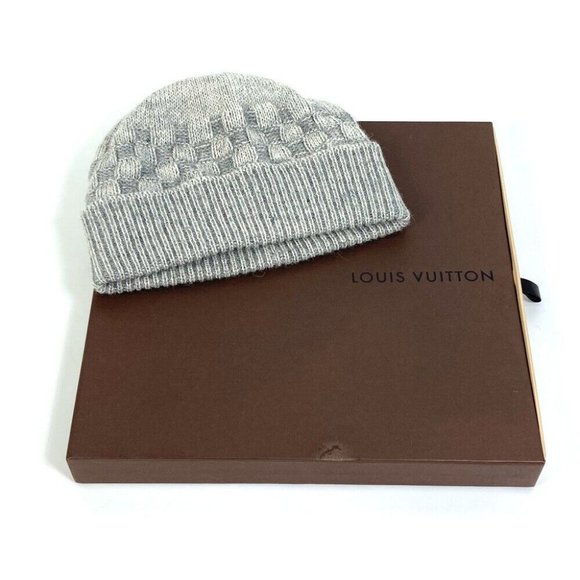 LOUIS VUITTON Damier Beanie fashion accessories/apparel Knit hat wool gray - Picture 4 of 13